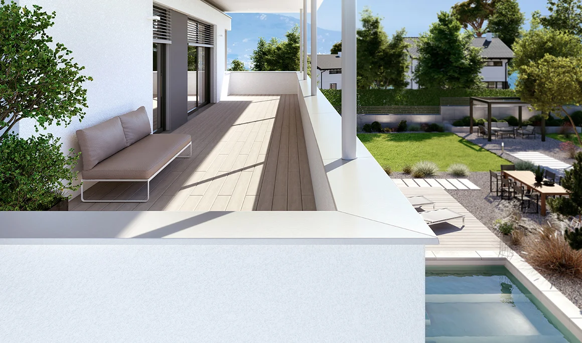 Mauerabdeckung aus Gussmarmor